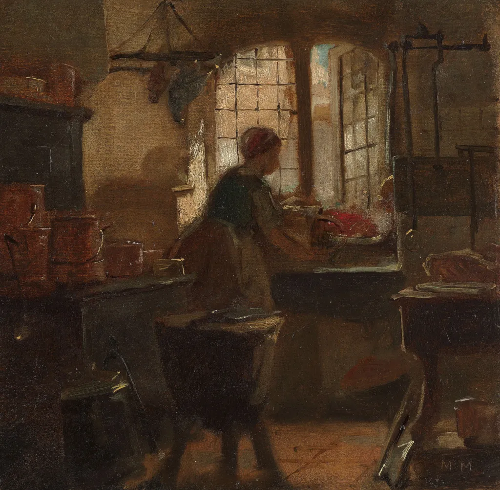 Kitchen, by Matthijs Maris, oil, 1859