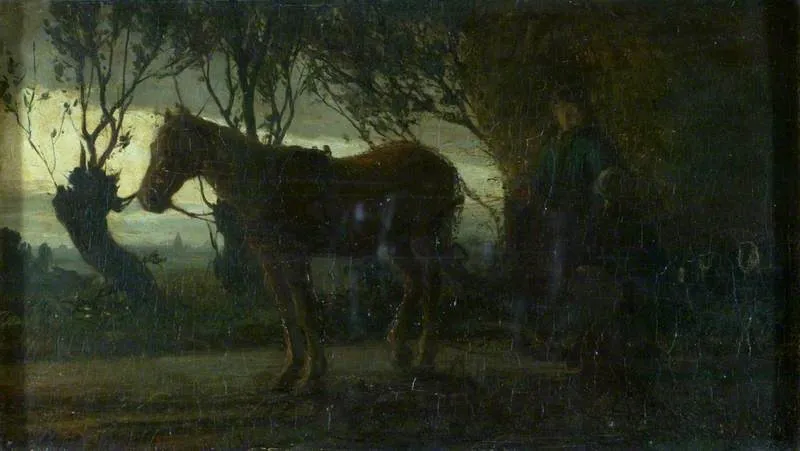 The Hay Cart: Effect of Dawn or Twilight, by Matthijs Maris, unspecified, 1860