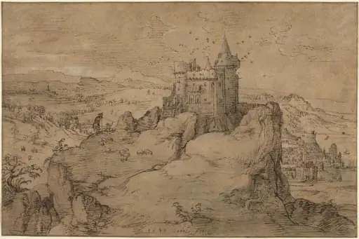 Landscape with Castle above a Harbor, by Matthys Cock