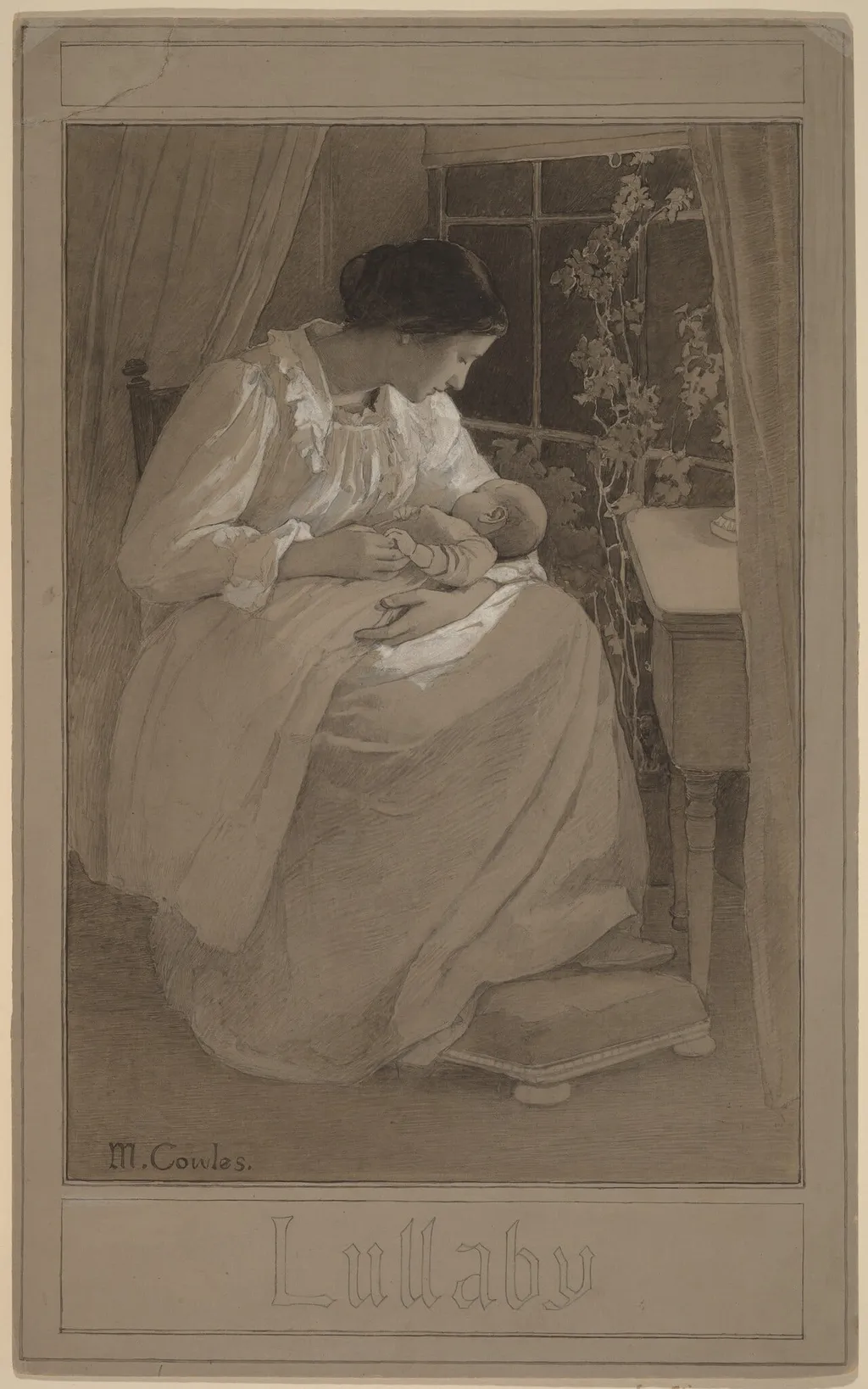 Lullaby, by Maude Alice Cowles, ink, 1890