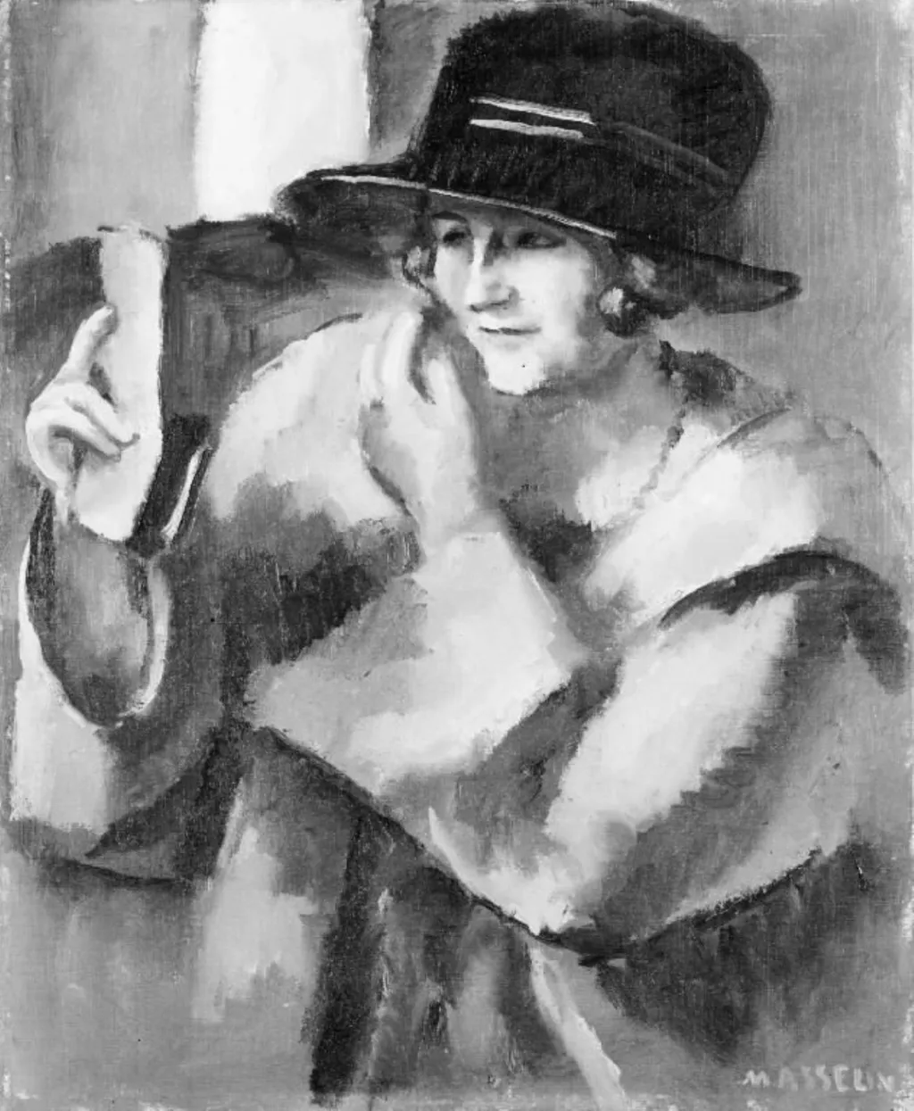 Young Woman Powdering her Face, by Maurice Asselin, oil, 1922