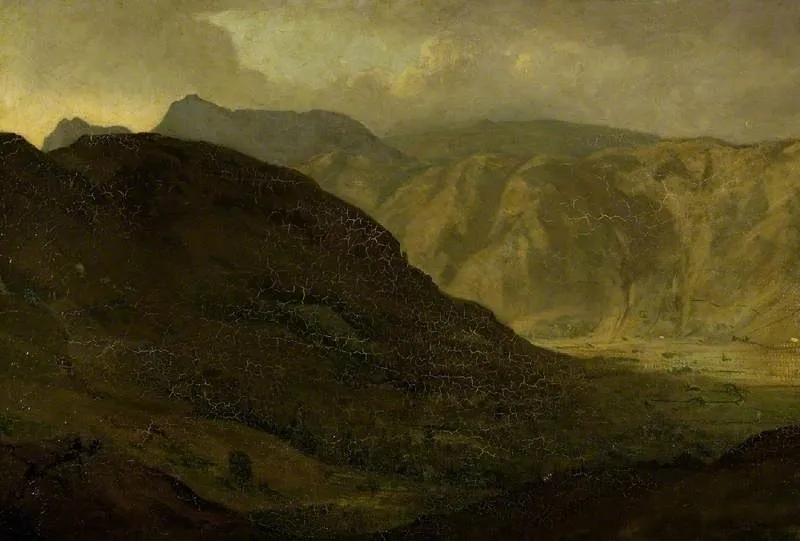 Langdale Pikes from near Crinkle Crags, by Maurice Gray, oil, 1913