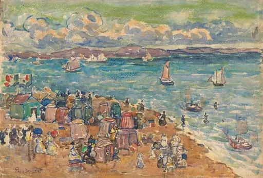Beach Scene, St. Malo, by Maurice Prendergast