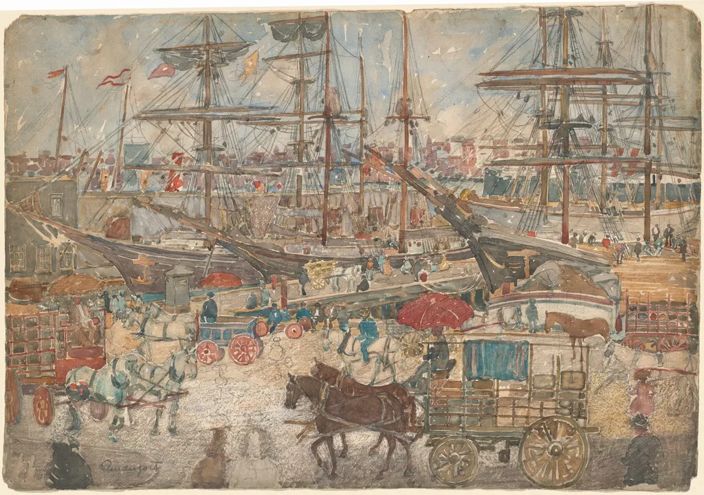 Docks, East Boston, by Maurice Prendergast, gouache, 1902