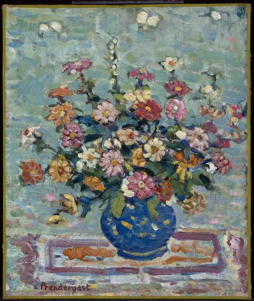Flowers in a Blue Vase, by Maurice Prendergast