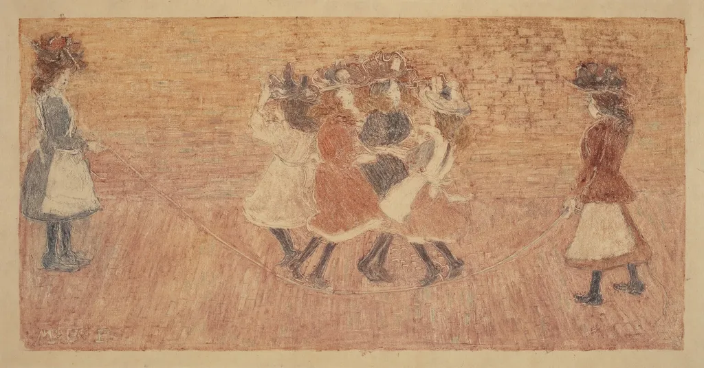 Skipping Rope, by Maurice Prendergast, graphite, 1894