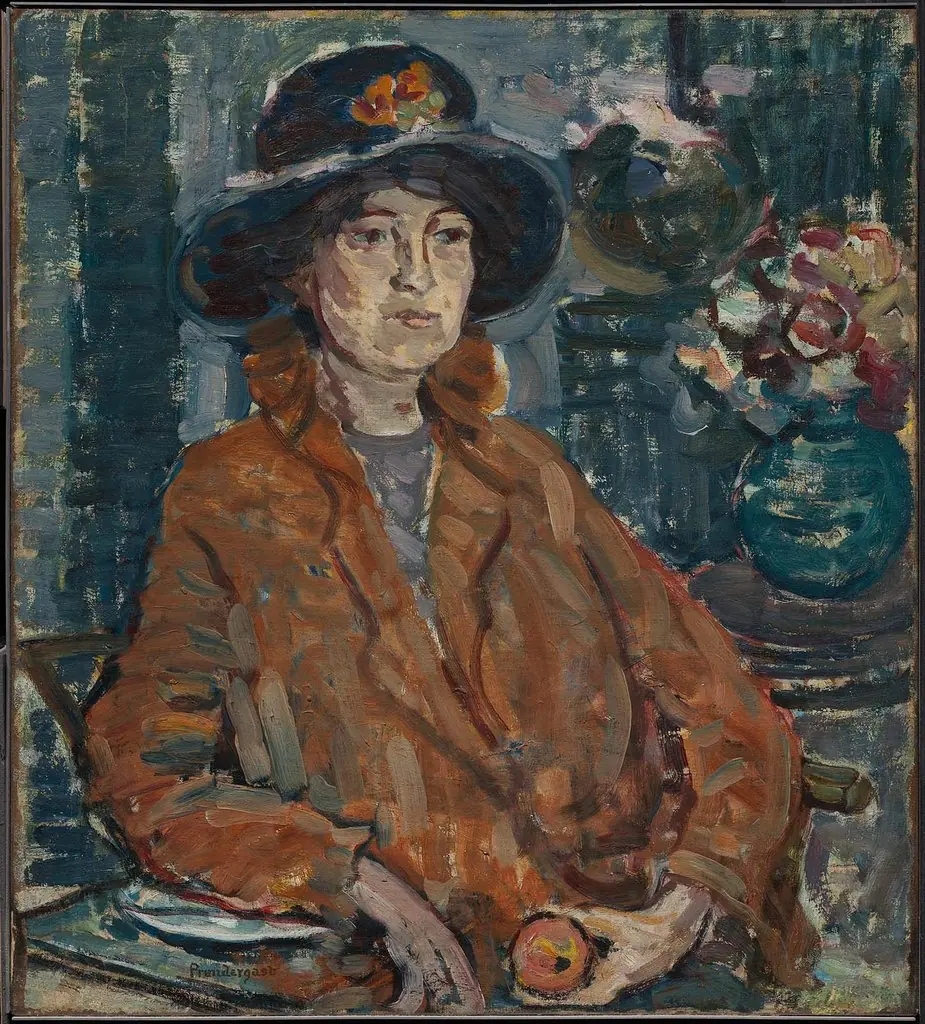 Woman in Brown Coat, by Maurice Prendergast