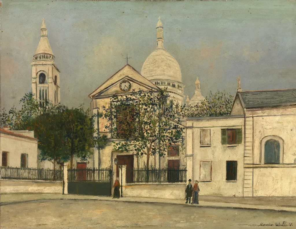 Saint Peter Church and the Holy Hart in Paris, by Maurice Utrillo, oil, 1912