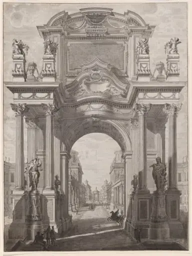 An Architectural Capriccio with a Triumphal Arch, by Maurizio Pedetti