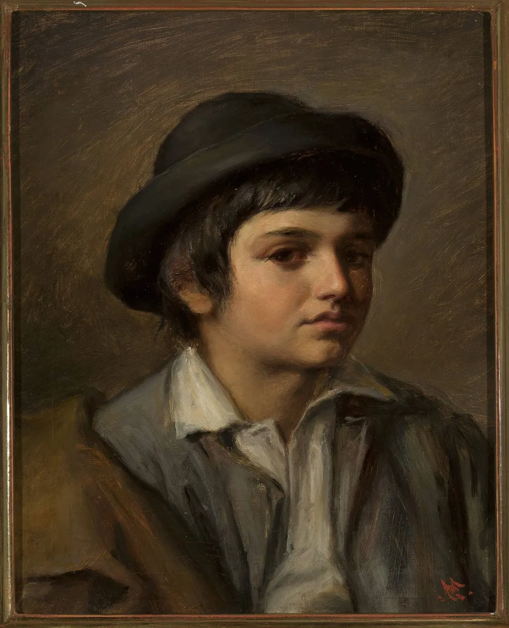 Portrait of a boy in a hat, by Maurycy Gottlieb, oil, 1874