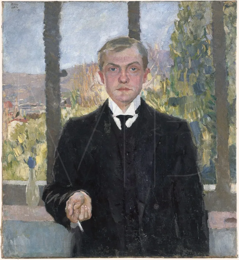 Self-Portrait, Florence, by Max Beckmann, oil, 1907