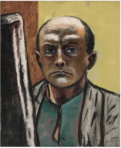 Self Portrait in Olive and Brown, by Max Beckmann