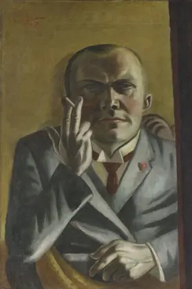 Self-Portrait on Yellow Ground with Cigarette, by Max Beckmann