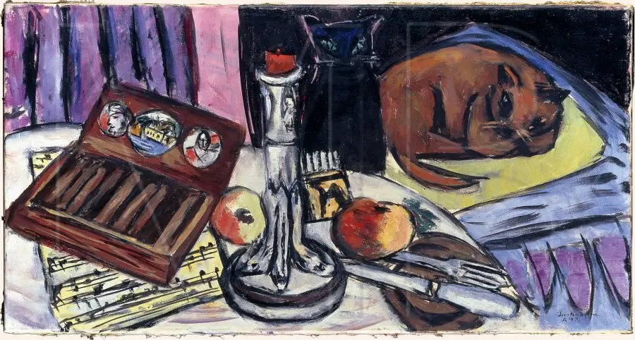 Still Life with Silver Candlestick, by Max Beckmann