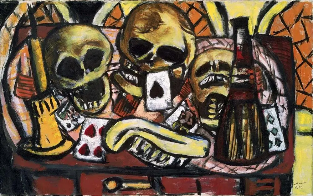 Still Life with Three Skulls, by Max Beckmann