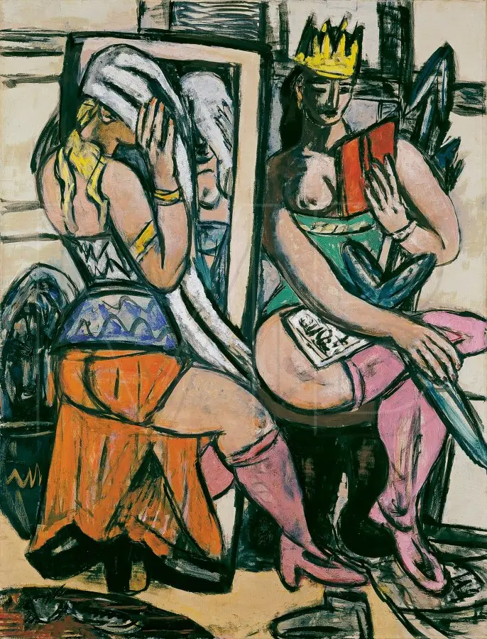Two Actresses in the Dressing Room, by Max Beckmann