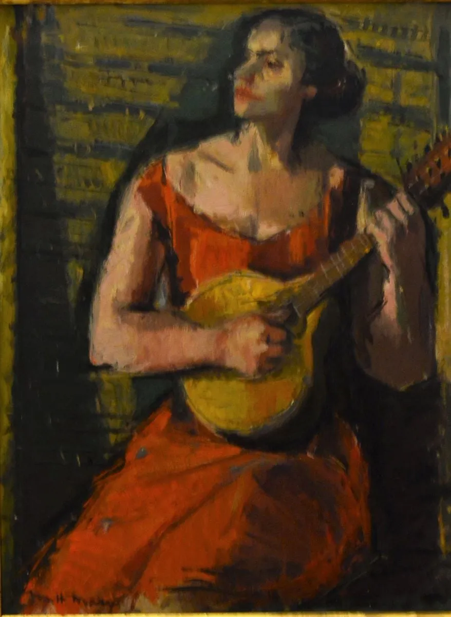 Fata cu chitara (Portret-compoziție), by Max Hermann Maxy, unspecified, 1943