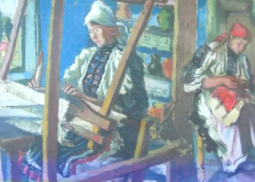Țărănci țesând la război, by Max Hermann Maxy, 1943