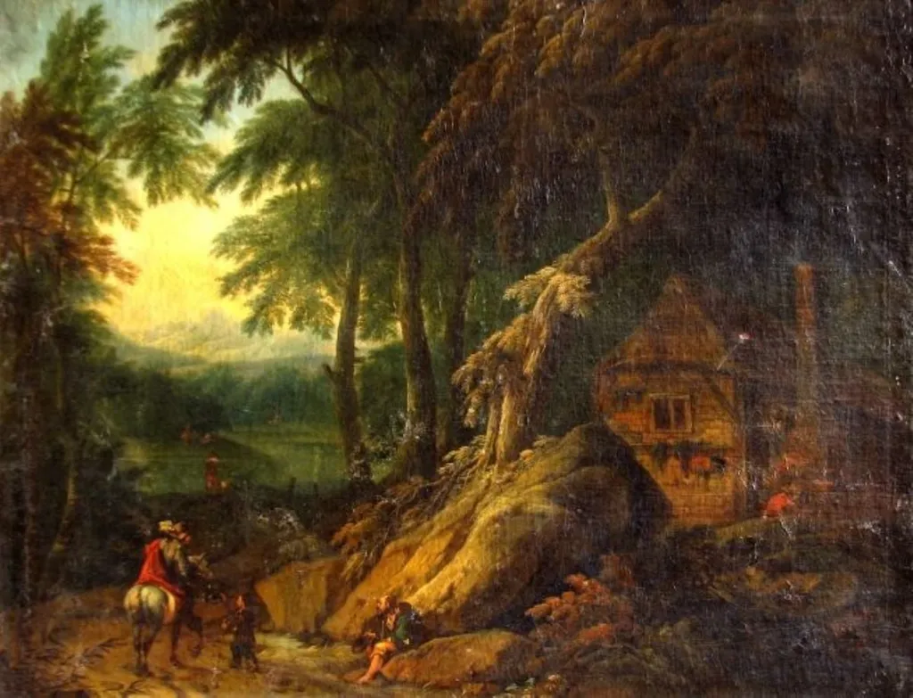 Casă țărănească; pandant: Drum în pădure, by Max Josef Schinnagel, unspecified