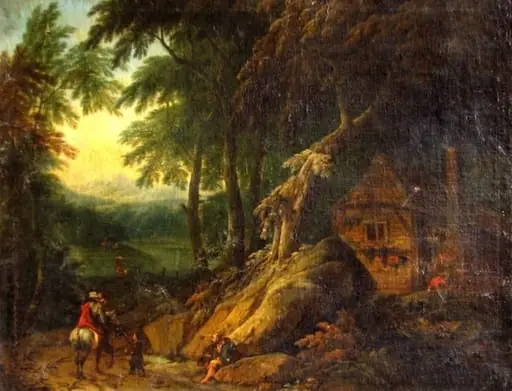 Casă țărănească; pandant: Drum în pădure, by Max Josef Schinnagel