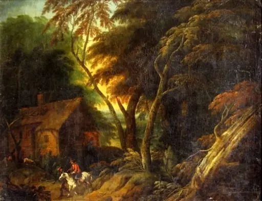 Drum în pădure; pandant: Casă țărănească, by Max Josef Schinnagel