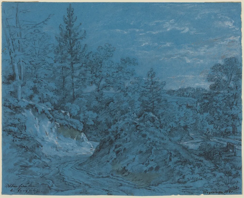 Altenhausen bei Freysing, by Max Joseph Wagenbauer, chalk, 1821