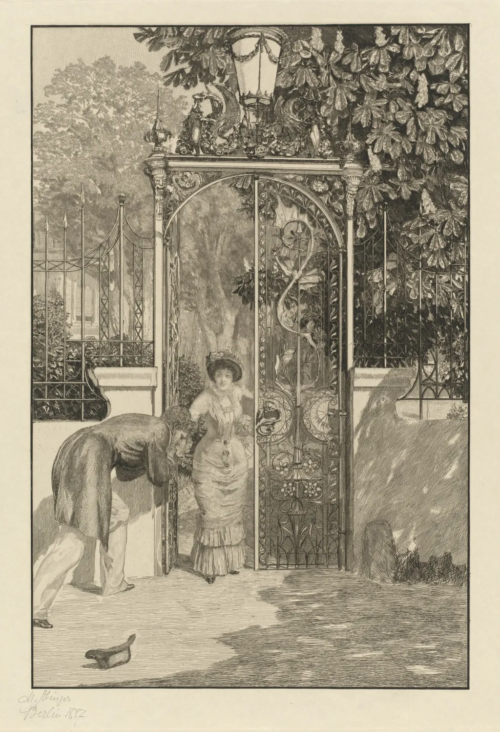 At the Gate (Am Thor), by Max Klinger, ink, 1887