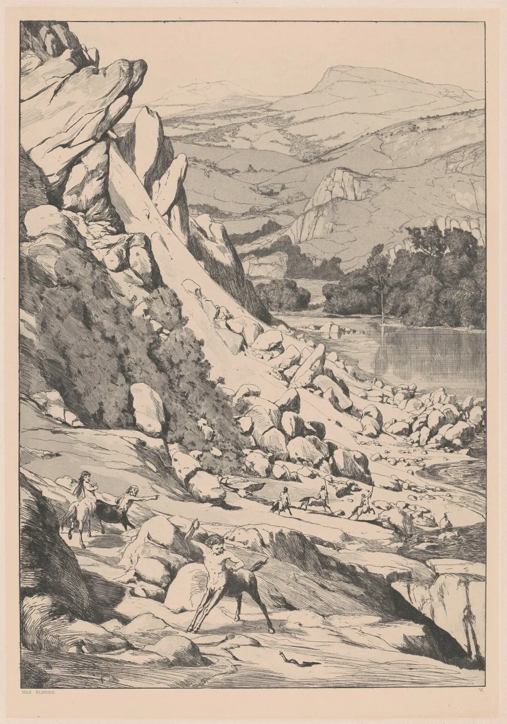 Landslide (Bergsturz), by Max Klinger, ink, 1881