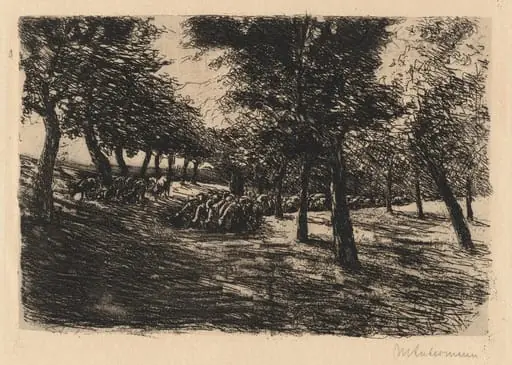 Herd of Sheep Under Trees, by Max Liebermann