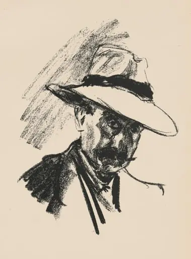 Selbstbildnis (Self-Portrait) from Deutsche Graphiker der Gegenwart (German Printmakers of Our Time), by Max Liebermann