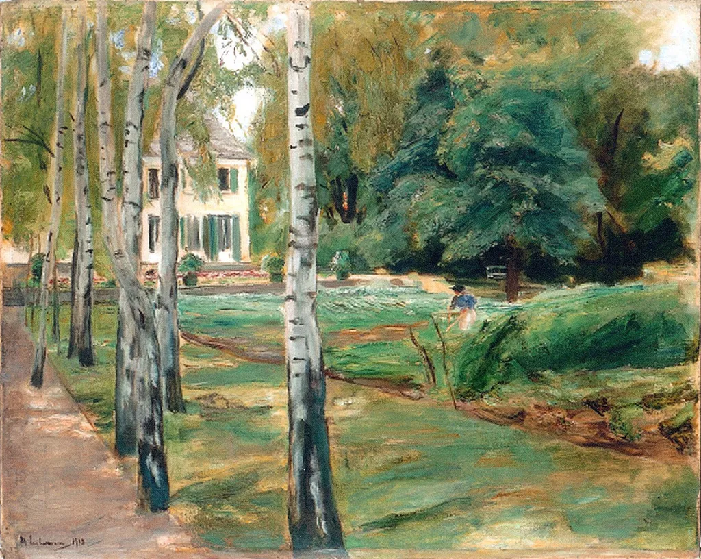 The Avenue of Birches in the Wannsee garden to the West, by Max Liebermann, oil, 1918