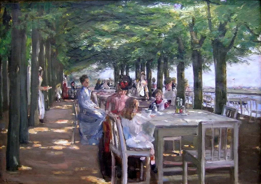 The Terrace at the Hotel Louis C. Jacob in Nienstedten on the Elbe, by Max Liebermann