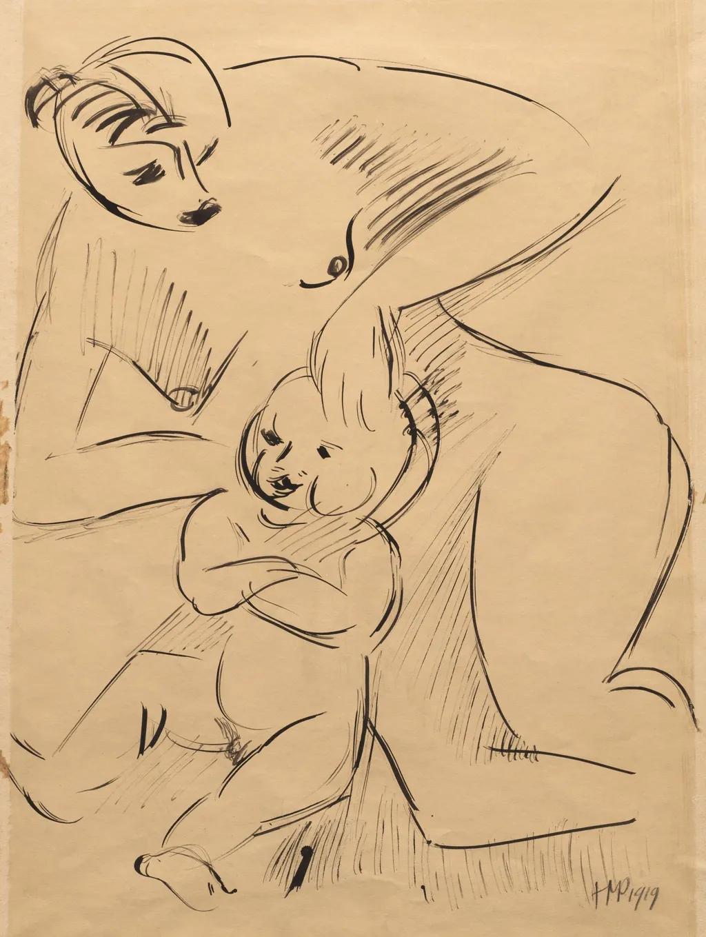 Mother and Child (recto), by Max Pechstein, 1919