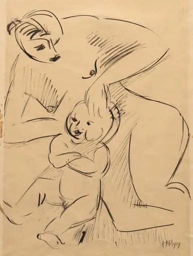 Mother and Child (recto), by Max Pechstein