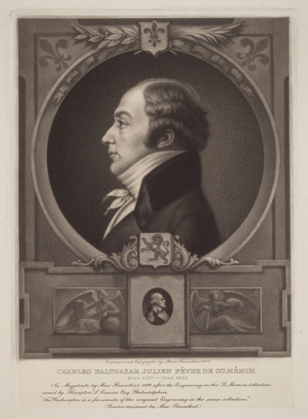 Charles Balthazar Julien Févret de Saint-Mémin, by Max Rosenthal, ink, 1900