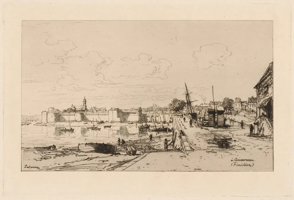 À Concarneau (Finistère), by Maxime Lalanne, ink, 1874