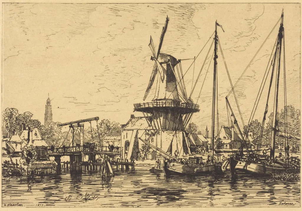 A Haarlem, by Maxime Lalanne, ink, 1877