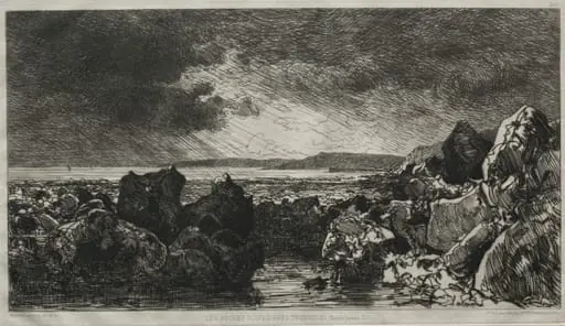 Black Rocks near Trouville (Low Tide), by Maxime Lalanne
