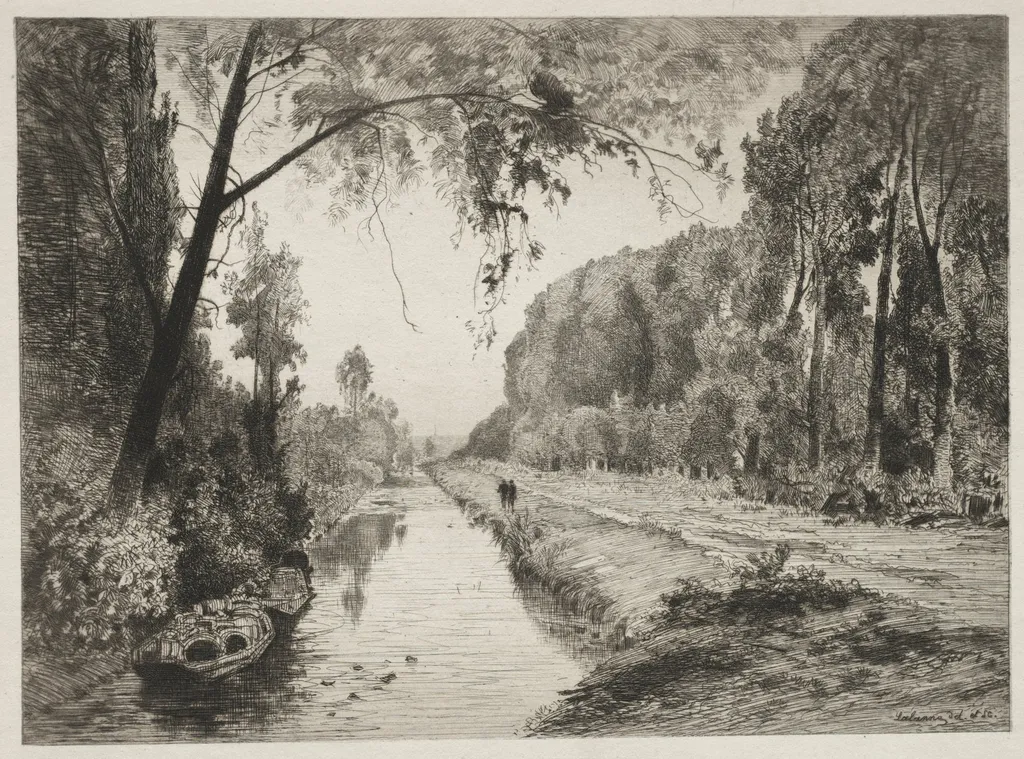Canal at Pont Sainte-Maxence, by Maxime Lalanne, 1878