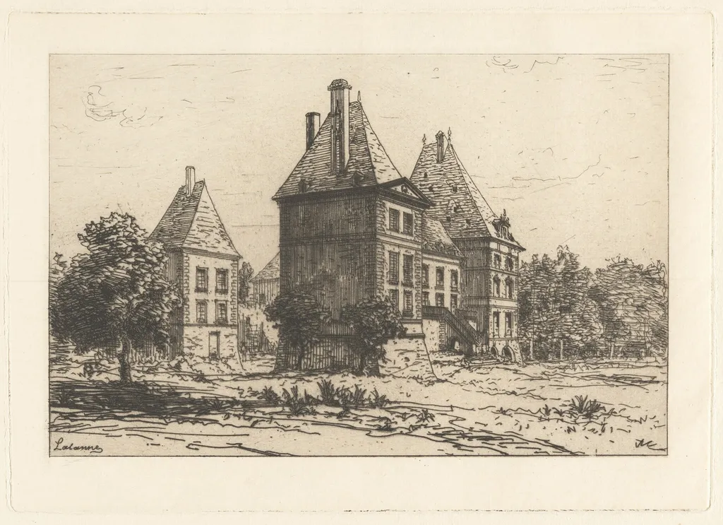 Castle with Two Wings, by Maxime Lalanne, ink, 1885