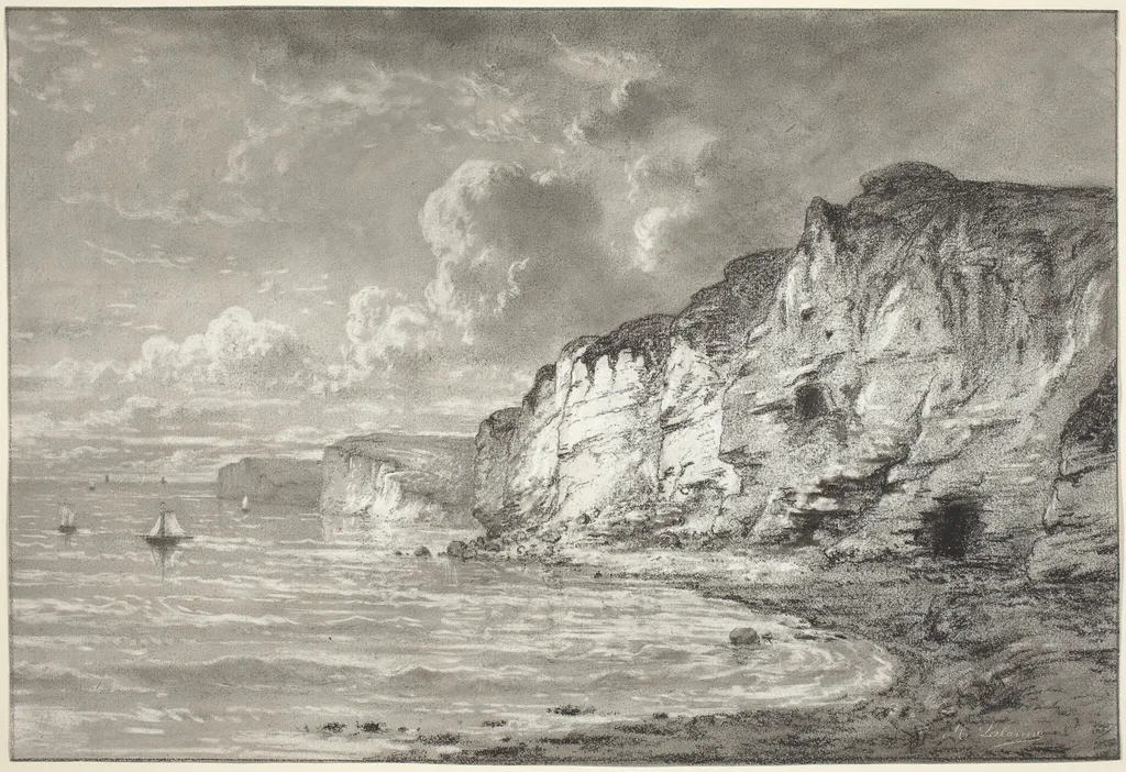 Cliffs along the Normandy Coast, by Maxime Lalanne, chalk, 1856