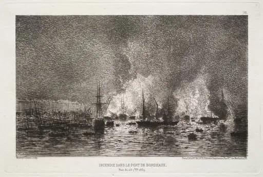 Conflagration in the Port of Bordeaux, by Maxime Lalanne
