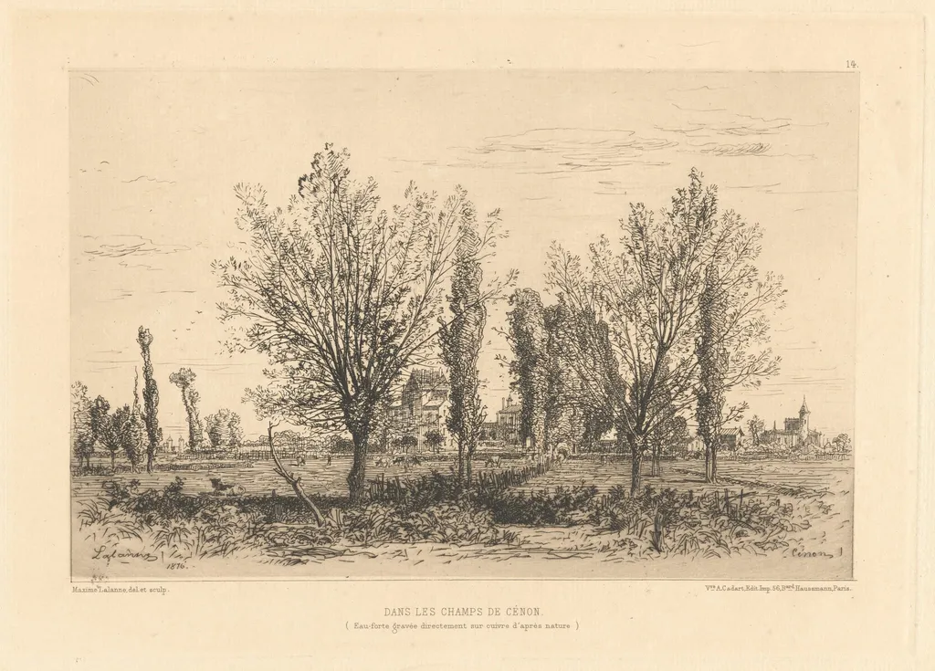 Dans les Champs de Cenon, by Maxime Lalanne, ink, 1856