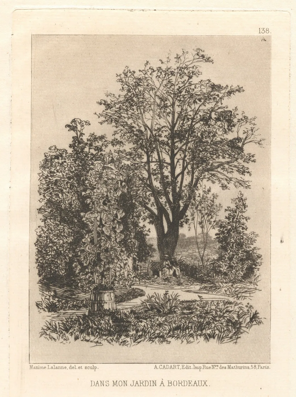 Dans Mon Jardin à Bordeaux, by Maxime Lalanne, ink, 1870