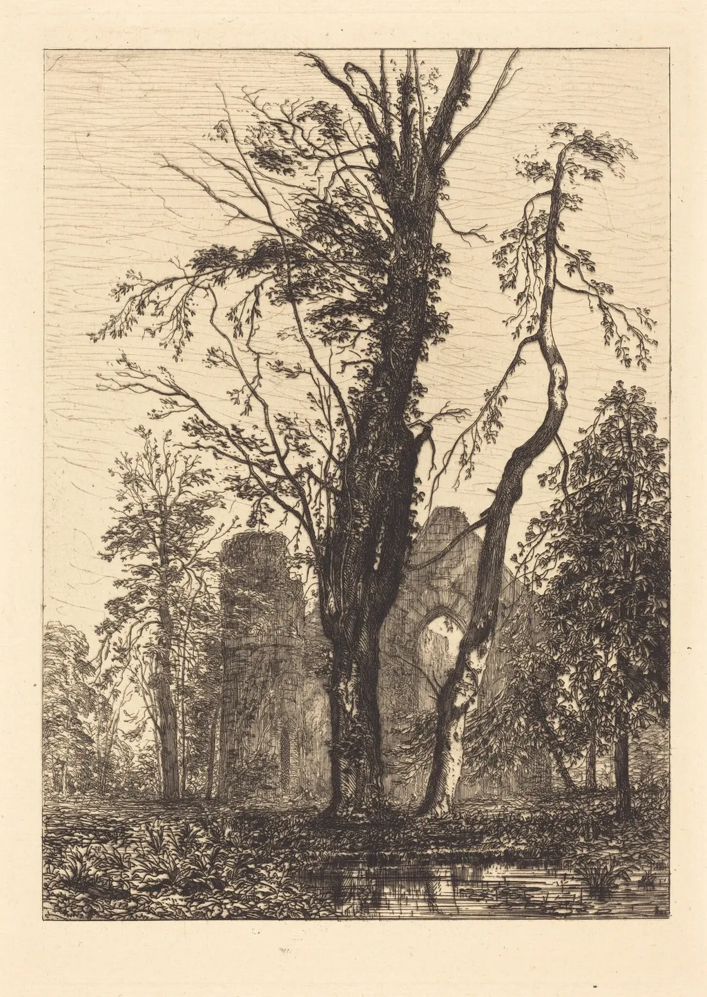 Dans un Parc, by Maxime Lalanne, ink, 1869