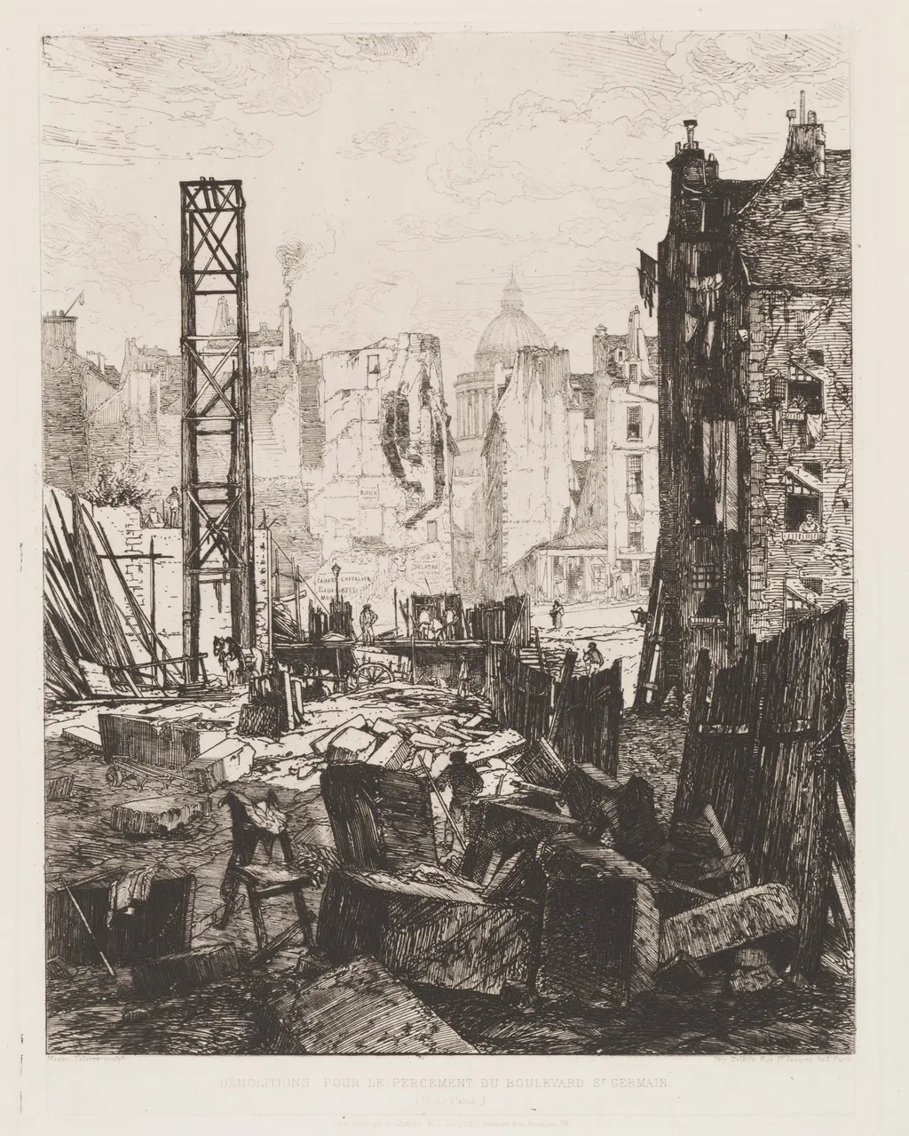 Demolition for the Opening of Boulevard St. Germain, by Maxime Lalanne, 1862