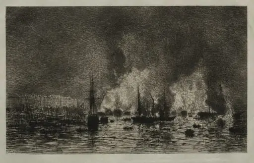 Fire in the Port of Bordeaux, by Maxime Lalanne
