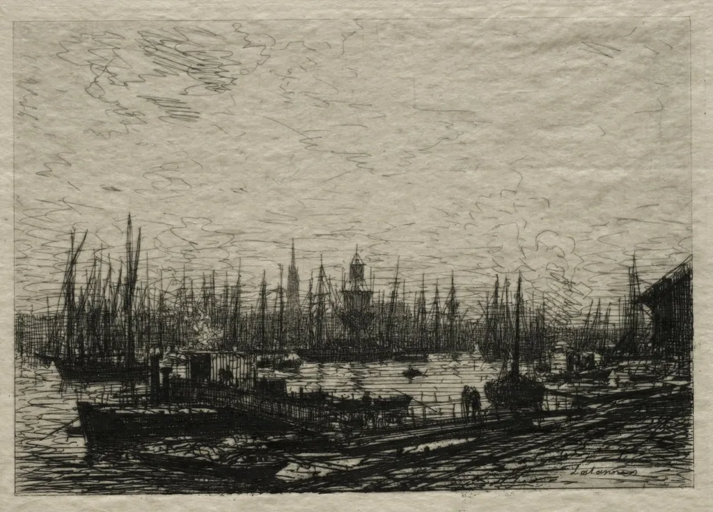 In the Bordeaux Harbor, by Maxime Lalanne, 1869