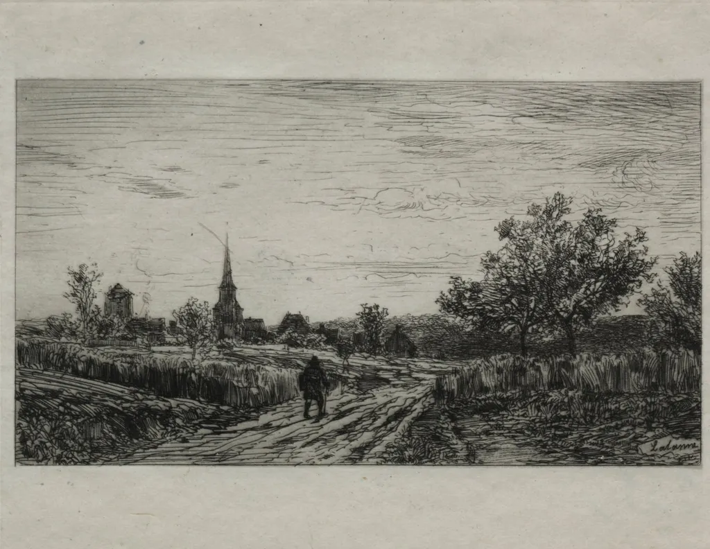 Landscape, Evening (Returning Home), by Maxime Lalanne, 1866