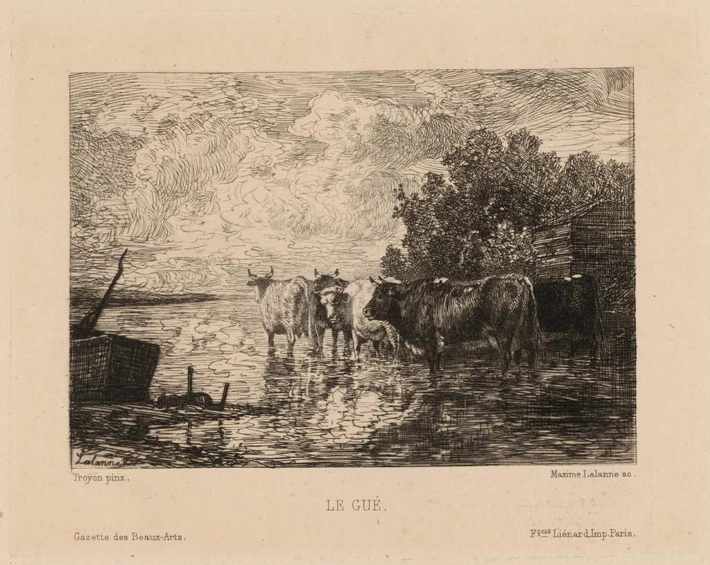 Le Gué (The Ford), by Maxime Lalanne, ink, 1873
